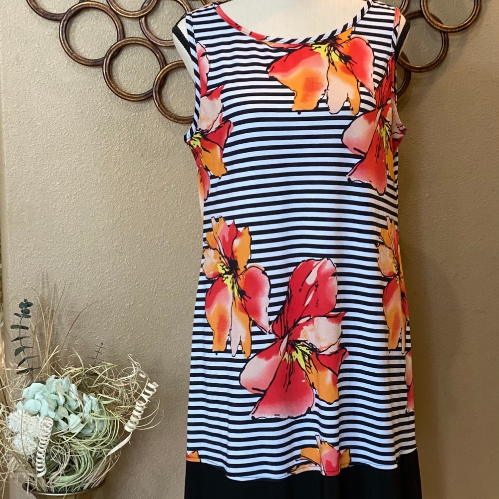 Black and White Flora Striped Dress